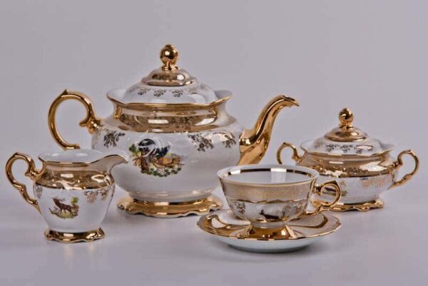 Охота медовая Чайный сервиз Bavarian Porcelain 15 предметов farforhouse