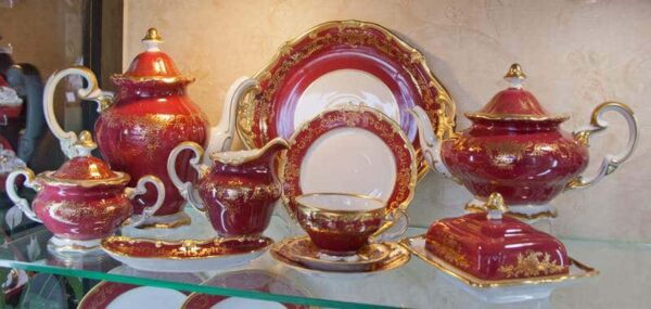 Ювел красный Чайный сервиз Weimar Porzellan 55 предметов farforhouse