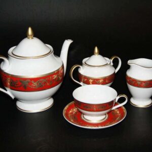 Александрия Красная Чайный сервиз Bavarian Porcellan 15 предметов farforhouse