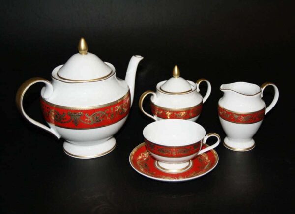 Александрия Красная Чайный сервиз Bavarian Porcellan 15 предметов farforhouse