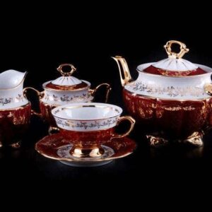 Лист красный Чайный сервиз Bavarian Porcellan 15 предметов farforhouse