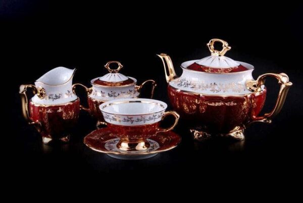 Лист красный Чайный сервиз Bavarian Porcellan 15 предметов farforhouse