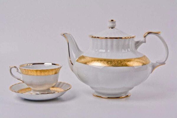 Лента Рельеф золото Чайный сервиз Bavarian Porcellan 15 предметов farforhouse