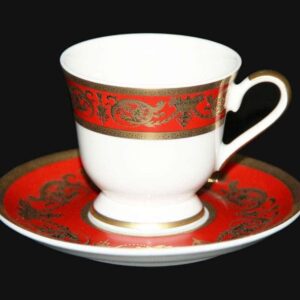 Кофейные чашки с блюдцами Александрия Красная на 6 персон farforhouse