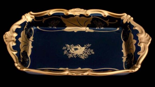 Масленка 18 см Кленовый лист синий Weimar Porzellan farforhouse