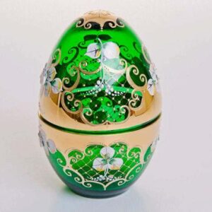 Шкатулка в форме яйца Лепка зеленая Cerna Чехия farforhouse