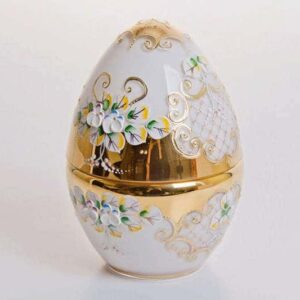 Шкатулка Лепка белая в форме яйца Cerna Чехия farforhouse