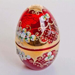 Шкатулка Лепка красная в форме яйца Cerna Чехия farforhouse
