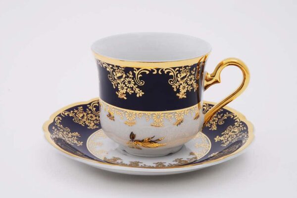Мэри Энн Золотая роза Кобальт Чайные чашки с блюдцами Leander 200 мл 12 предметов 2