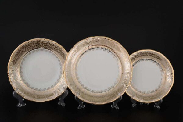 Лист бежевый Набор тарелок Bavarian Porcelain 18 штук 2