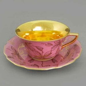 Виндзор Золотые листья розовый, Чашка низкая с блюдцем 0,15 л 2