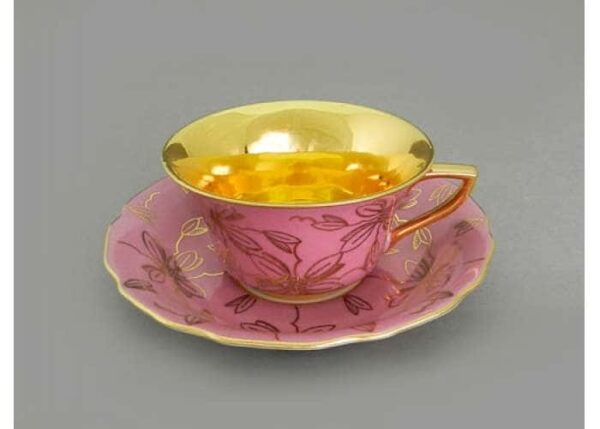Виндзор Золотые листья розовый, Чашка низкая с блюдцем 0,15 л 2