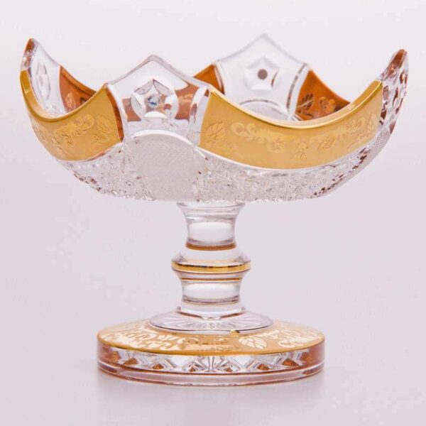 Ваза для конфет на ножке Снежинка с золотой росписью 15,5 см Bohemia Brilliant 2