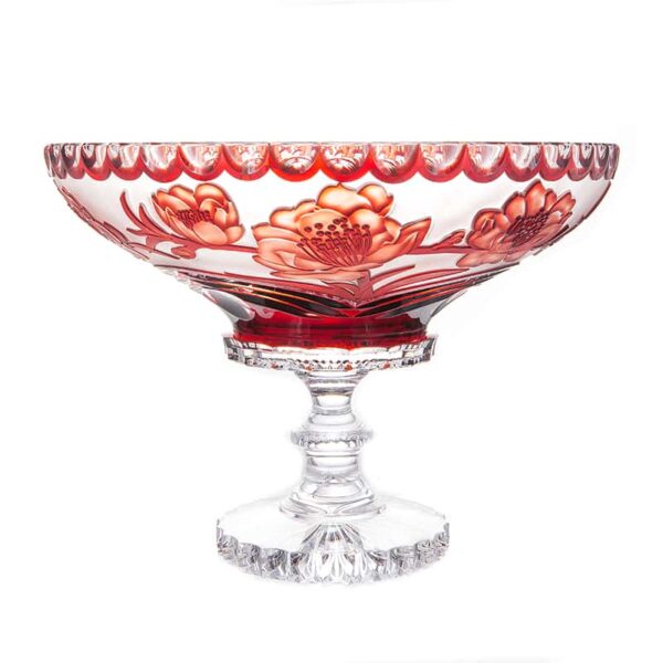 Ваза для фруктов н/н 35,5см.Sakura red Aladin Glass 2