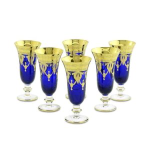 DINASTIA BLU Бокал для шампанского, набор 6 шт, хрусталь синий/декор золото 24К 2