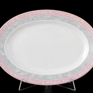 Яна Серый мрамор с розовым кантом 3500 Блюдо овальное Thun 24 см 2