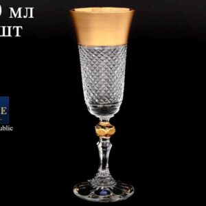 Фелиция матовая Набор фужеров для шампанского 150 мл Sonne Crystal Золото (6 шт) 2