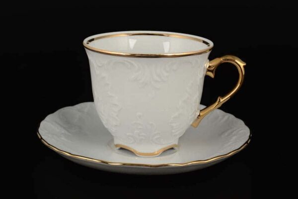 Рококо Отводка золото Набор чайных пар Royal Czech Porcelain 2