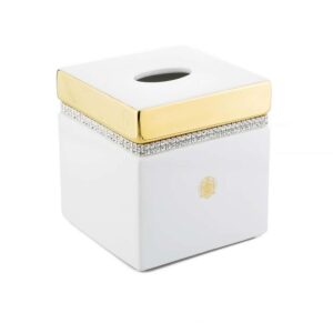 DUBAI Салфетница 13,5x13,5xH14,5 см, керамика, цвет белый, декор золото, swarovski 2