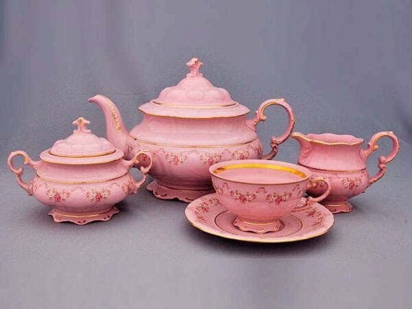 Чайный сервиз 6 персон 15 предметов Соната Мелкие цветы Розовый фарфор farforhouse
