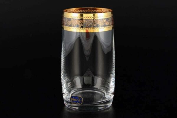 Идеал Золотой листок Кристалекс Набор стаканов для воды Crystalite 380 мл farforhouse