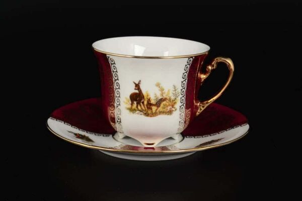 Охота Красная Барокко Набор чайных пар Royal Porcelain farforhouse