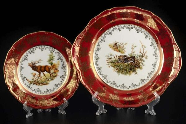 Царская Красная Охота Набор для торта Royal Porcelain 7 предметов farforhouse