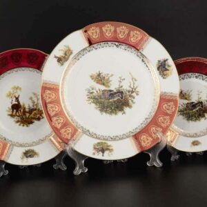 Болеро Охота Красная Набор тарелок Royal Porcelain  18 предметов farforhouse