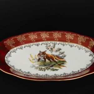 Блюдо овальное 32 см Царская Красная Охота Royal Porcelain farforhouse