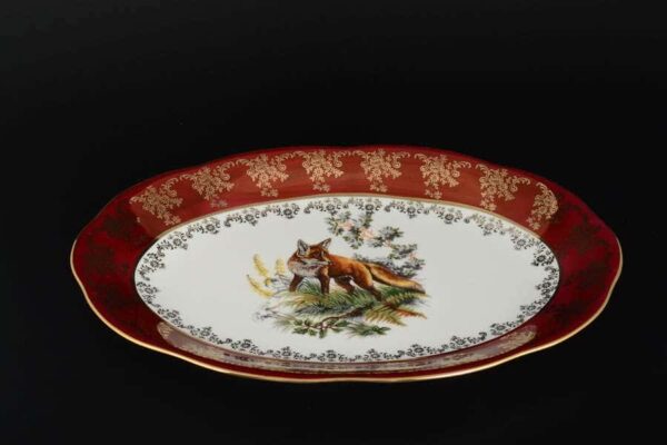 Блюдо овальное 32 см Царская Красная Охота Royal Porcelain farforhouse