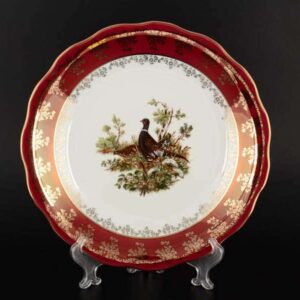 Блюдо круглое 30 см Царская Красная Охота Royal Porcelain farforhouse