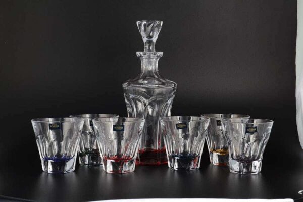 APOLLO Набор для виски цветной Crystalite Bohemia 7 предметов farforhouse