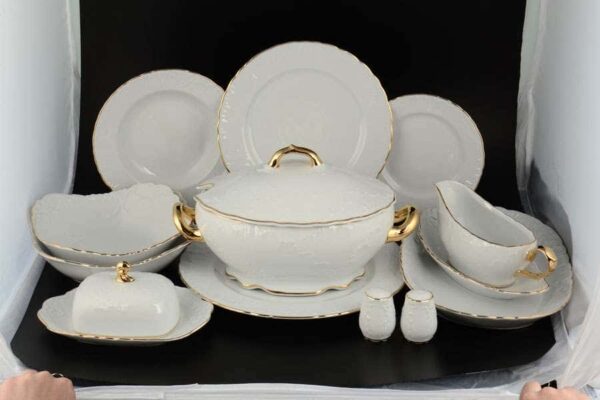 Рококо Отводка золото Столовый сервиз Royal Czech Porcelain на 6 персон 28 предметов farforhouse