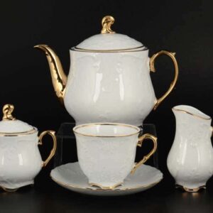 Рококо Отводка золото Чайный сервиз Royal Czech Porcelain на 6 персон 17 предметов farforhouse