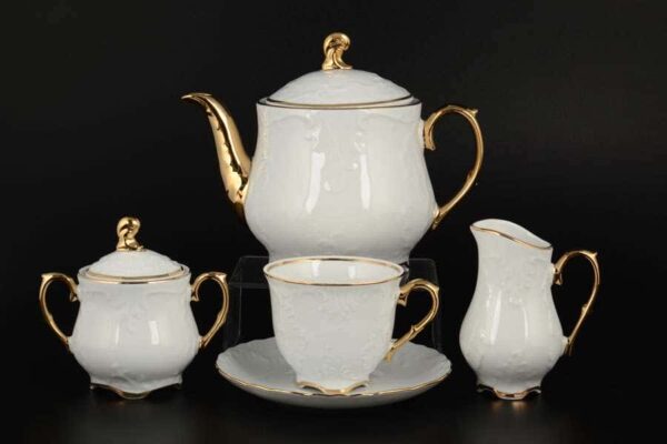 Рококо Отводка золото Чайный сервиз Royal Czech Porcelain на 6 персон 17 предметов farforhouse