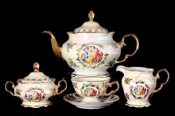 Мадонна Перламутр Чайный сервиз Royal Czech Porcelain на 6 персон 17 предметов farforhouse