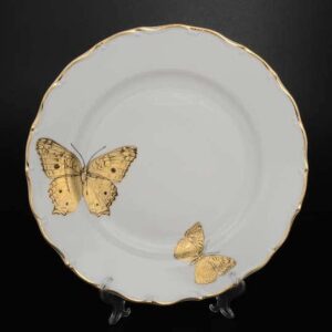 Блюдо круглое 30 см Магнолия Золотые бабочки farforhouse