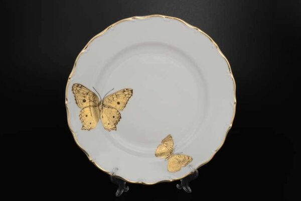 Блюдо круглое 30 см Магнолия Золотые бабочки farforhouse