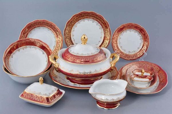 Красная паутинка Столовый сервиз Royal Czech Porcelain на 6 персон 29 предметов farforhouse
