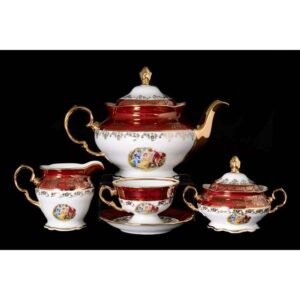 Красная Мадонна Чайный сервиз Royal Czech Porcelain на 6 персон 15 предметов farforhouse