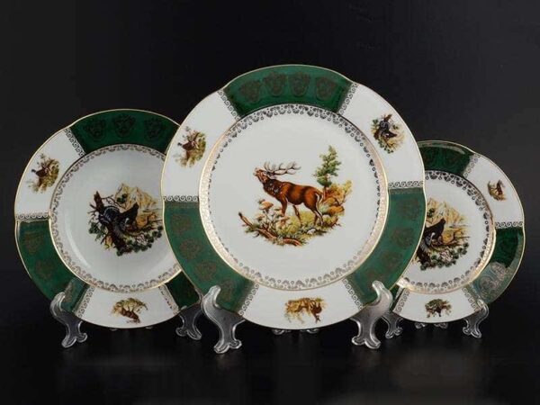 Болеро Охота Зеленая Набор тарелок Royal Porcelain 18 предметов farforhouse