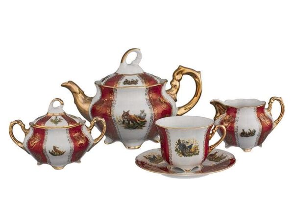 Болеро Охота Красная Чайный сервиз Royal Porcelain на 6 персон 17 предметов farforhouse