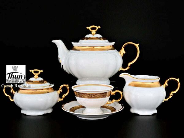 Мария Луиза Золотая лента Чайный сервиз Thun на 6 персон 17 предметов farforhouse