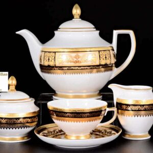 Diadem Black Creme Gold Чайный сервиз FalkenPorzellan на 6 персон 17 предметов farforhouse