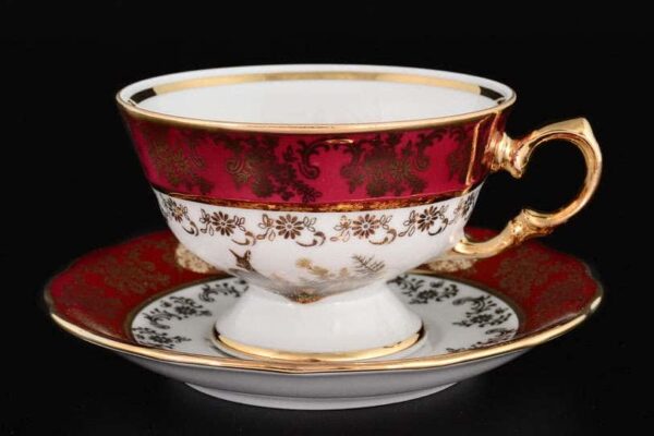 Царская Красная Охота Набор чайных пар Royal Czech Porcelain farforhouse