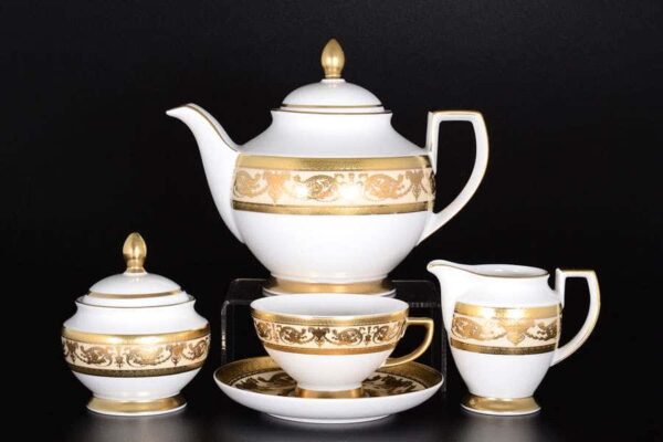 Imperial Crem Gold Чайный сервиз Falkenporzellan на 6 персон 17 предметов farforhouse
