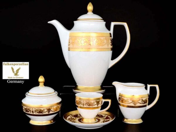 Imperial Crem Gold Кофейный сервиз на 6 персон 17 предметов Falkenporzellan farforhouse