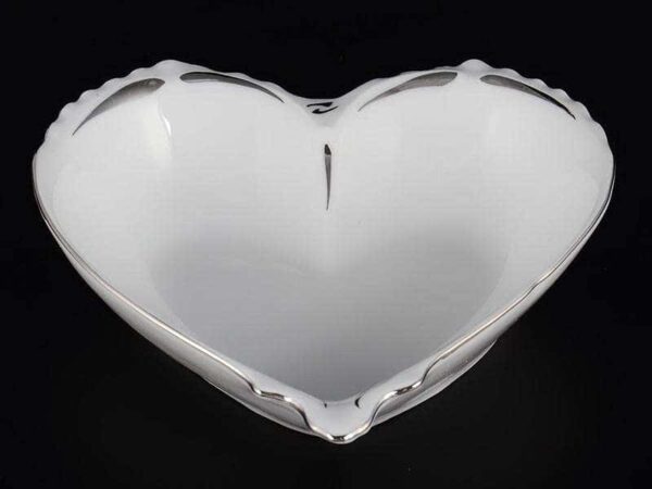 Платиновый узор Корона Конфетница сердце 15 см QC farforhouse