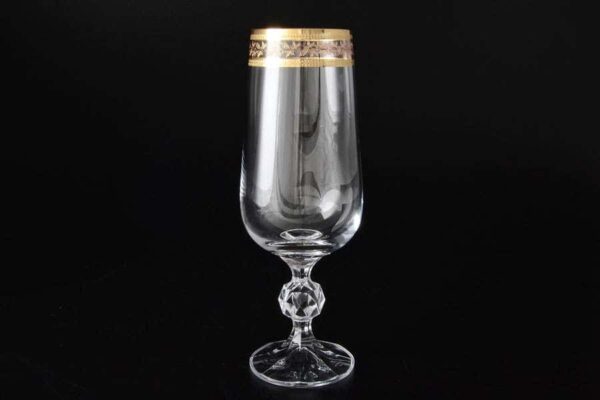 Клаудия Золотой листок Кристалекс  Набор фужеров для шампанского 180 мл farforhouse