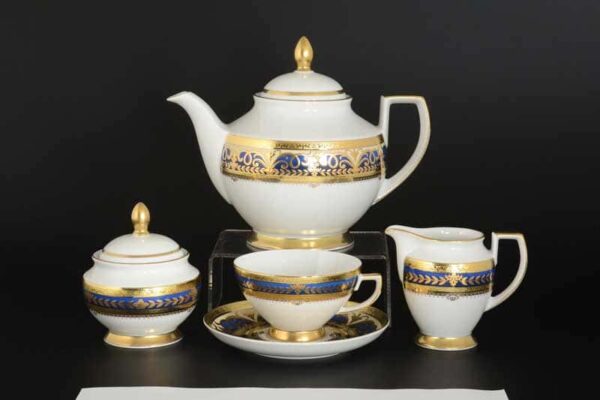 Arabesque BLUE Gold Чайный сервиз FalkenPorzellan на 6 персон 17 предметов farforhouse
